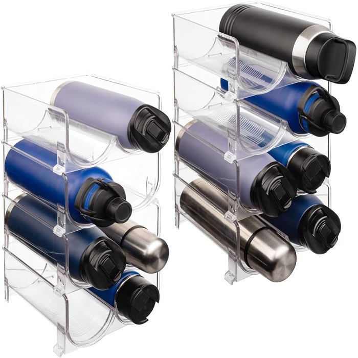 2 botelleros apilables de plástico - Para vino, agua - Para encimera, armario, nevera - Almacenamiento de cocina