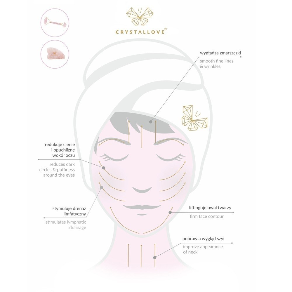 Crystallove Gesichtsmassagegerät aus klarem Quarz – 1 Stück