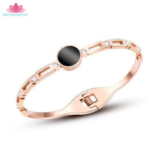 Women's Bracelet - Shell - Drilled Zirconium - Hollow - Open Spring - Titanium Steel - Rose Gold Bracelet - The best gift for the holidays