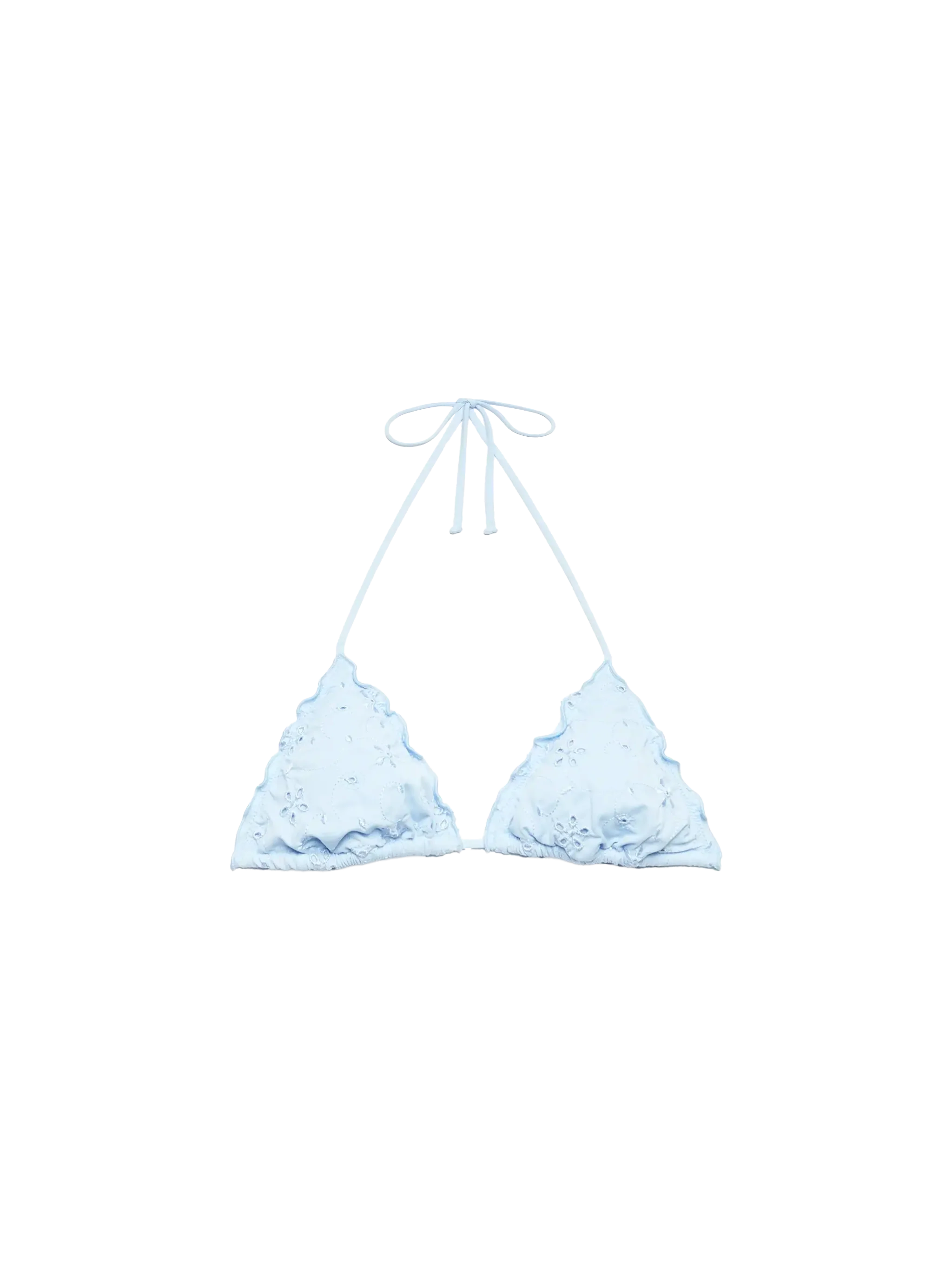 Haut triangle classique Sagittarius en dentelle Sangallo bleu clair