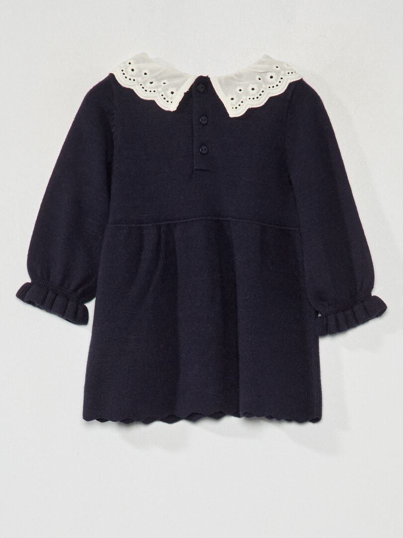 Vestido de tricô + meia-calça - 2 peças - AZUL