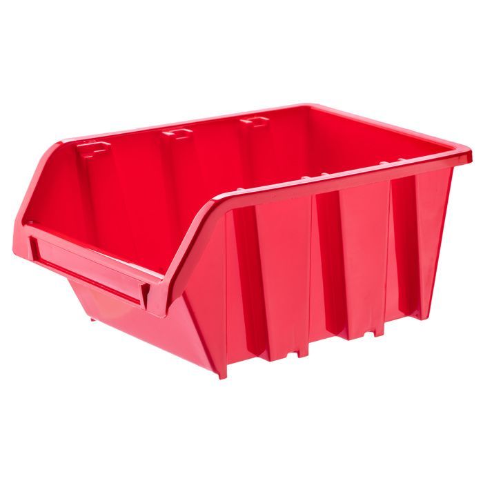 KADAX Boîtes de Rangement Murales, Boîtes Empilables en Plastique pour Organiser Vos Outils (Lot de 20 : Rouge, 195 x 120 mm)