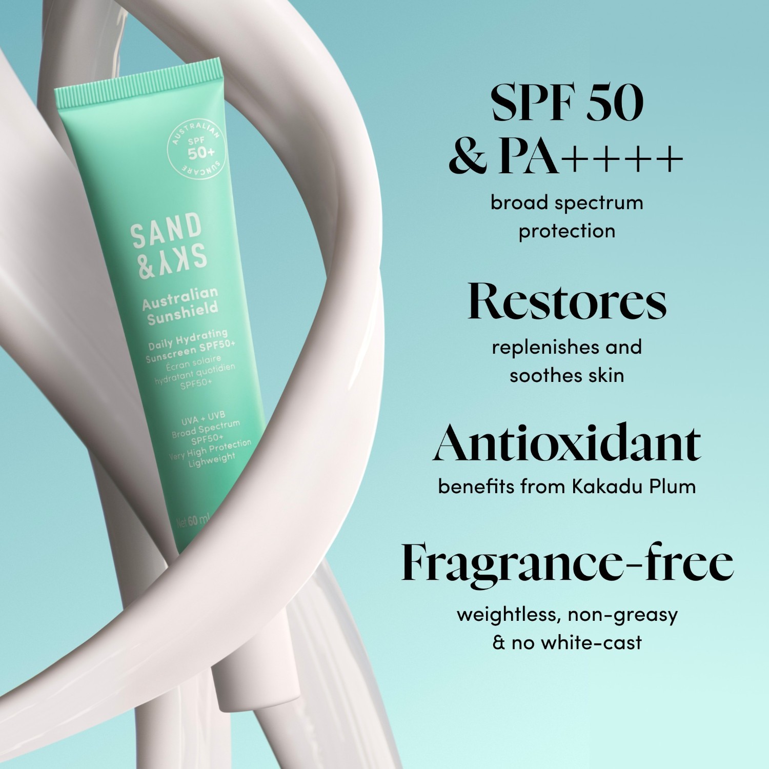 Sand & Sky saules aizsargkrēms Australian Sunshield ikdienas mitrinošs saules aizsargkrēms SPF 50+ - 60 ml