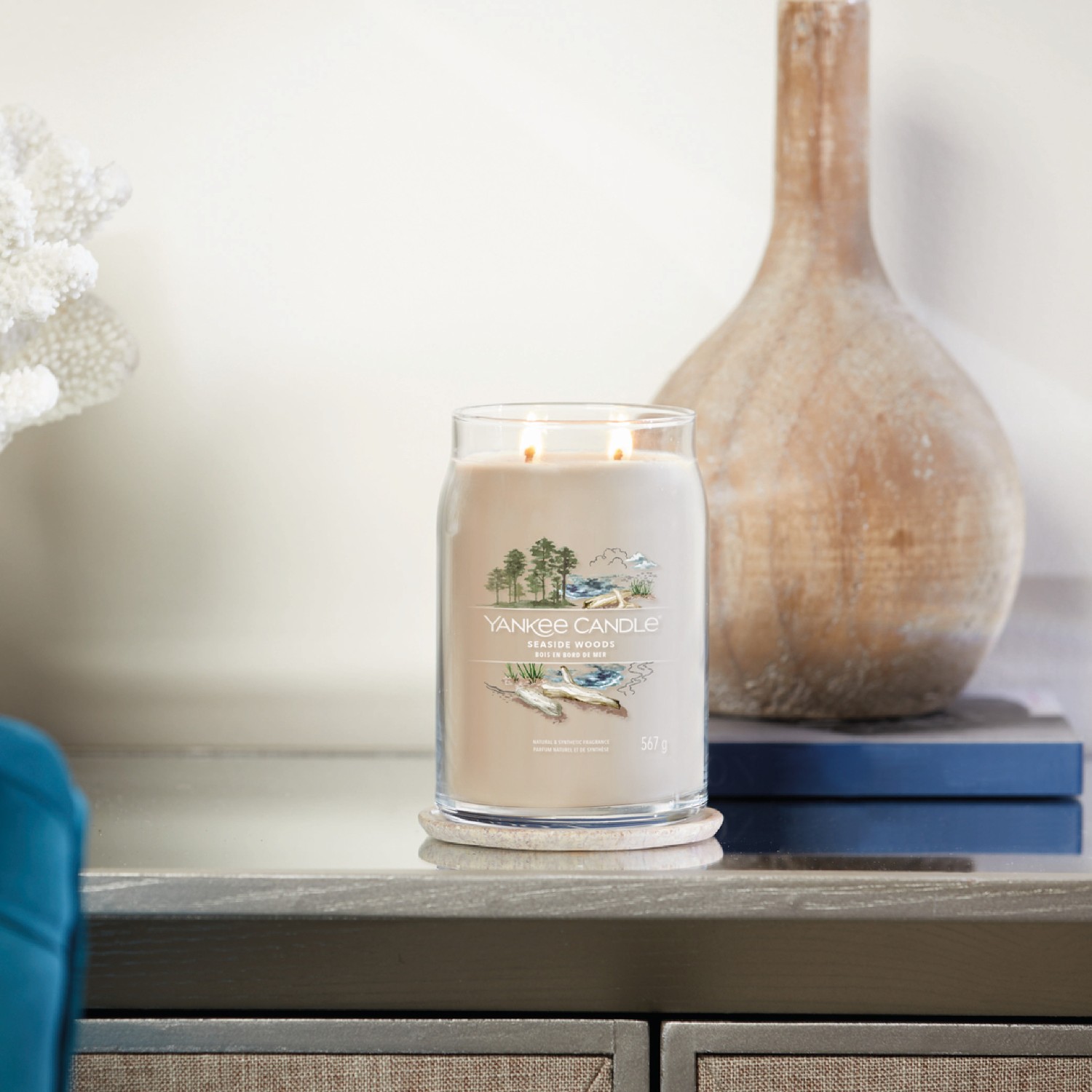 YANKEE CANDLE Grande Jarre Bois en Bord de Mer