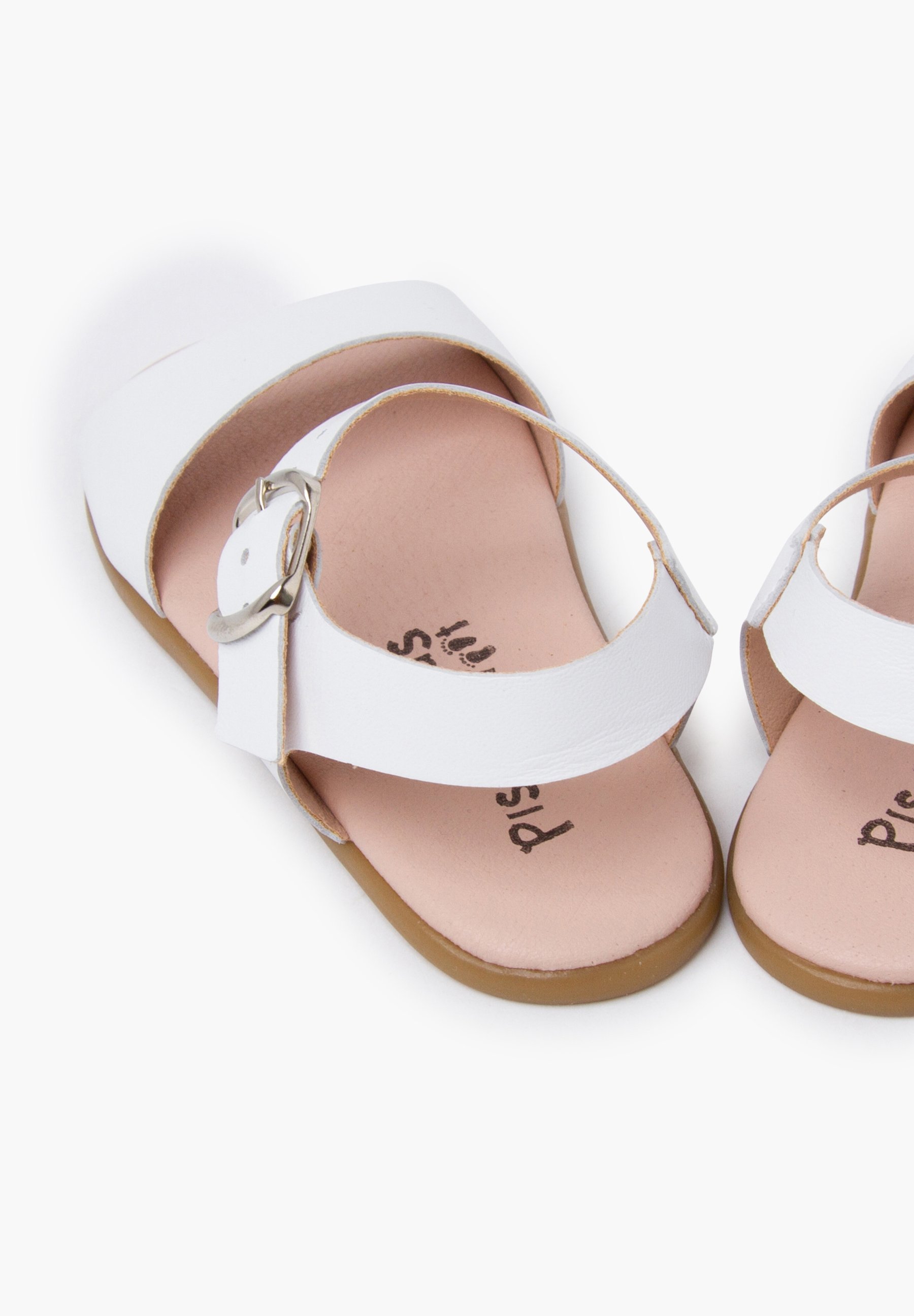 Pisamonas effen gesp - babyschoenen - wit