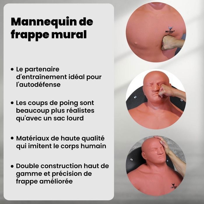 Mannequin de Boxe Mural – Mytra  Fusion – Buste de Frappe Fixe – Arts martiaux - MMA, Muay Thai