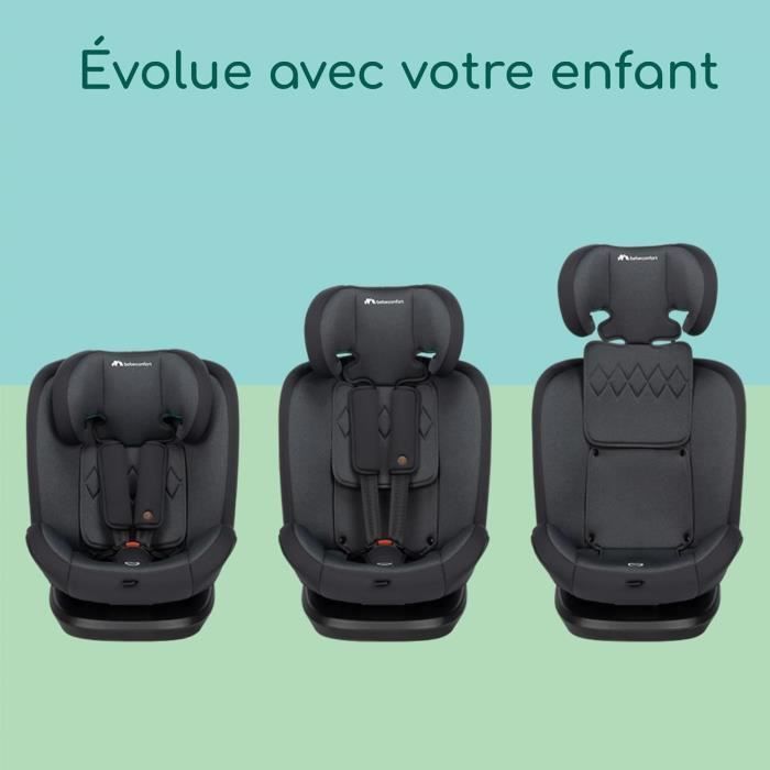 BEBECONFORT EverFix i-Size Cabriolet Autostol, Isofix, Selepude, Gruppe 1/2/3, 15 måneder til 10/12 år, 76-150 cm, 9-36 kg, Tonet sort