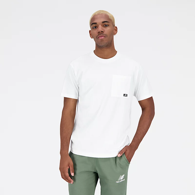 T-shirt in jersey di cotone reinventato Essentials - BIAŁY