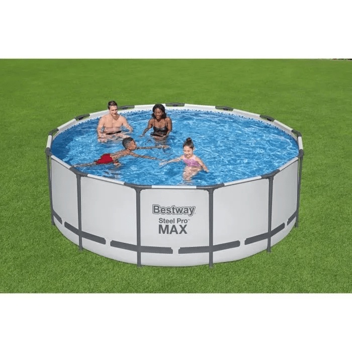 Kit de piscina tubular elevada BESTWAY - Steel Pro Max™ - 396 x 122 cm - Redonda (Incluye bomba, escalera, cubierta y cartucho de filtro) + Skimmer