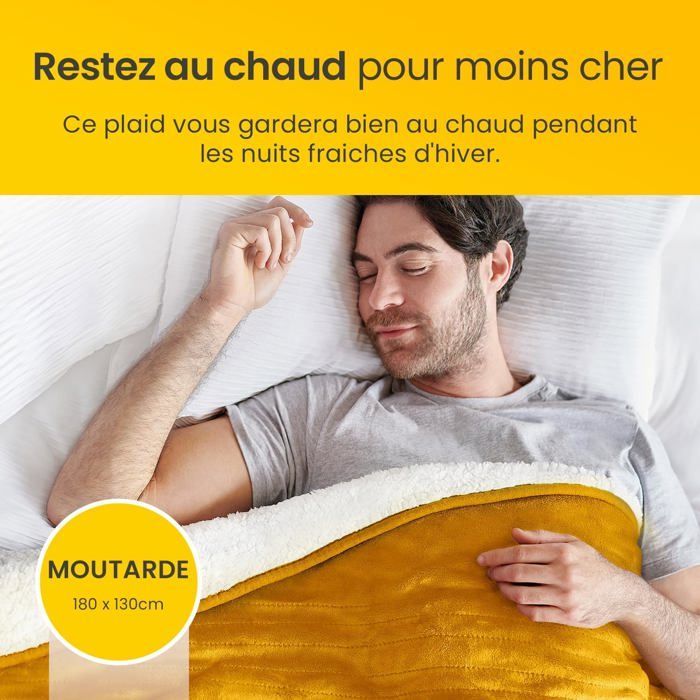Electric Heated Blanket - COSI HOME - 180x130cm - Yellow - 10 Temperature Settings - 10-Hour Timer