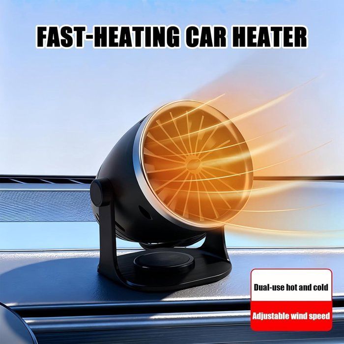 Aquecedor Automotivo - 12V 100W 2 em 1 com Ventilador Ajustável - Para Carro, Autocaravana e Desembaçamento