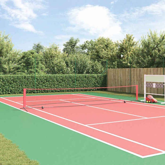 Tennis net - vidaXL - Black and red - Polyester - Portable - Foldable - Weather resistant