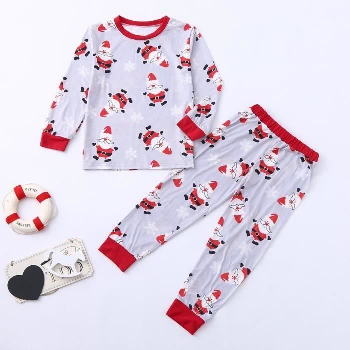 FUNMOON Set pigiama natalizio per neonati e bambini, composto da pantaloni e camicia da notte, set relax a 2 pezzi - Rosso