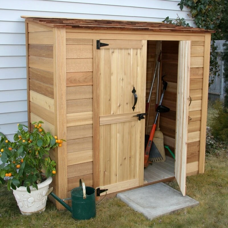 Dagens stora trädgårdsstuga för utomhusbruk, 1,8 m bred x 90 cm tjock, redskapsbod i massivt trä