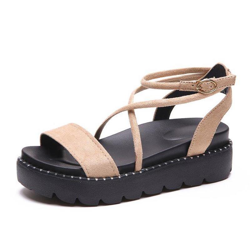 Sandali estivi con zeppa alta, plateau e punta aperta, sandali da donna, scarpe casual da studente, antiscivolo