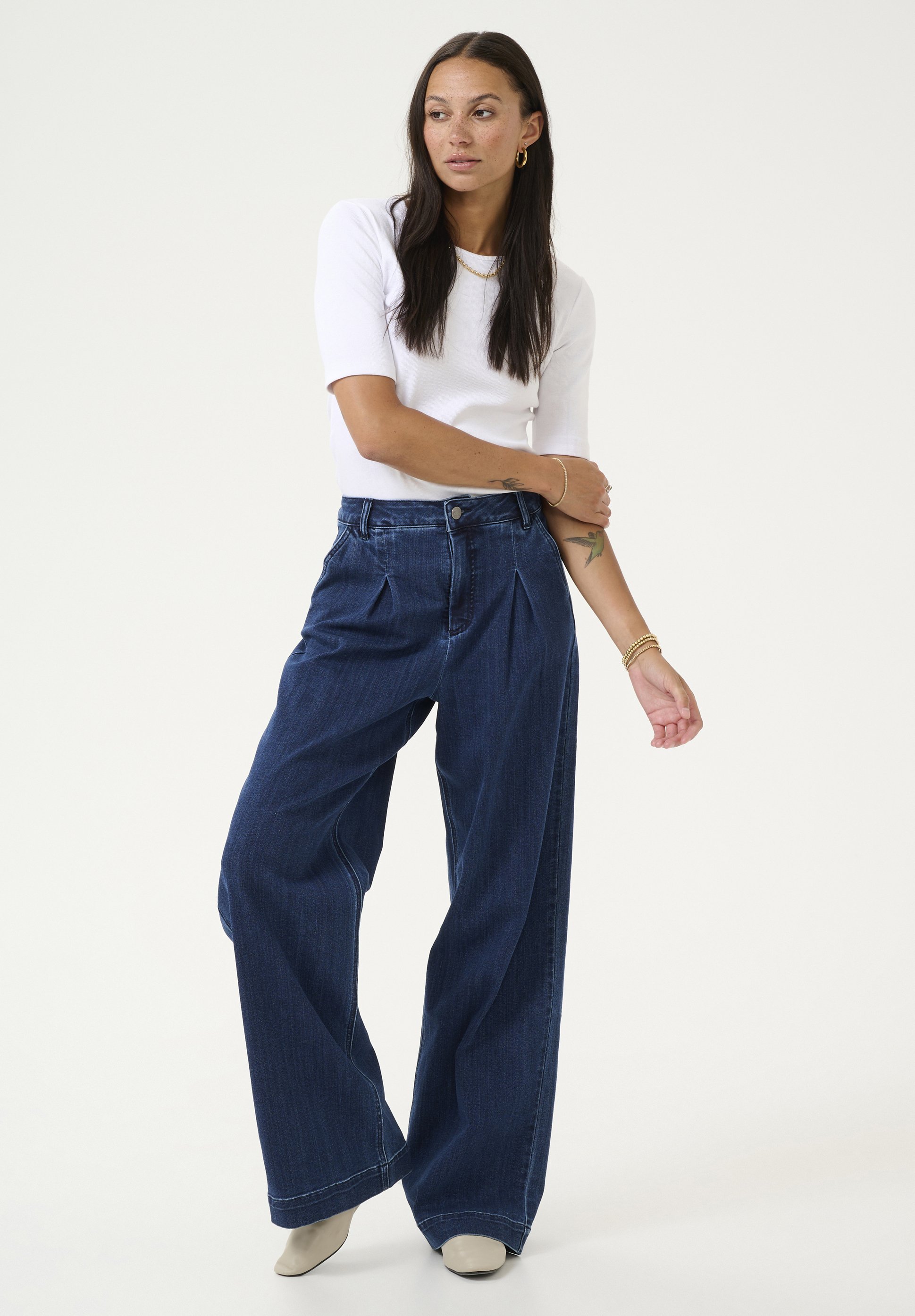 Kaffe flared jeans - donkerblauwe denim