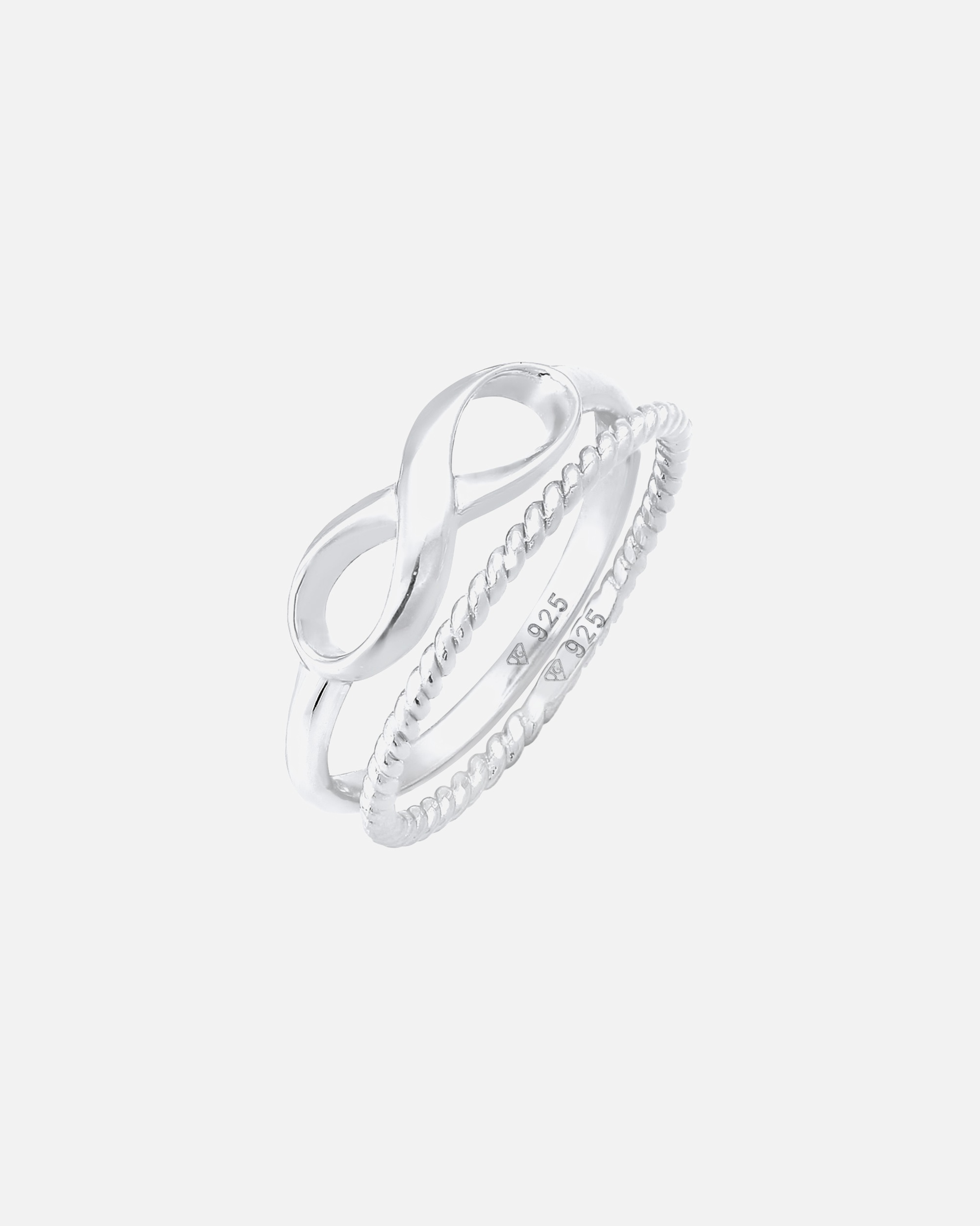 Elli Bague superposée pour femme Duo Infinity Twisted Basic Trend Blogger en argent sterling 925