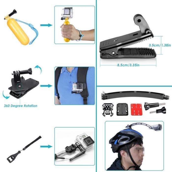 Kit di accessori 50 in 1 per action camera compatibile con GoPro Hero 4/5 Session, Hero 1/2/3/3+/4/5, SJ4000/5000, Nikon e Sony.