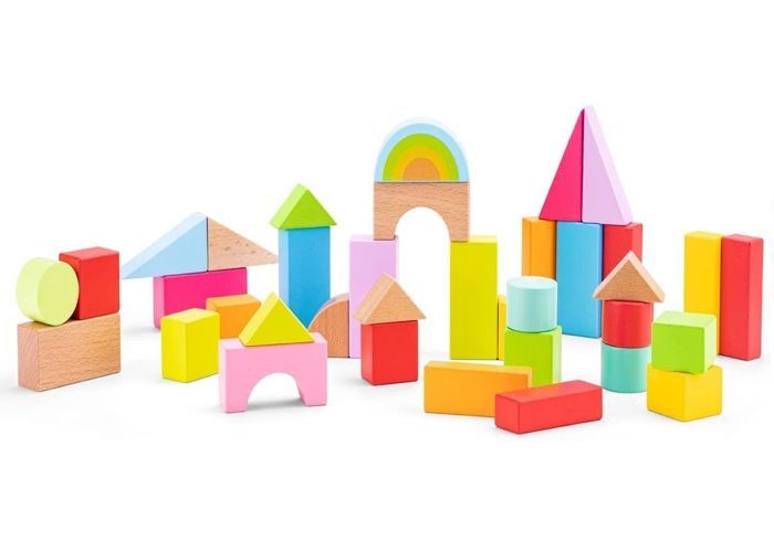 Walker - New Classic Toys - 34 wooden blocks - White - Unisex - 12 months and up