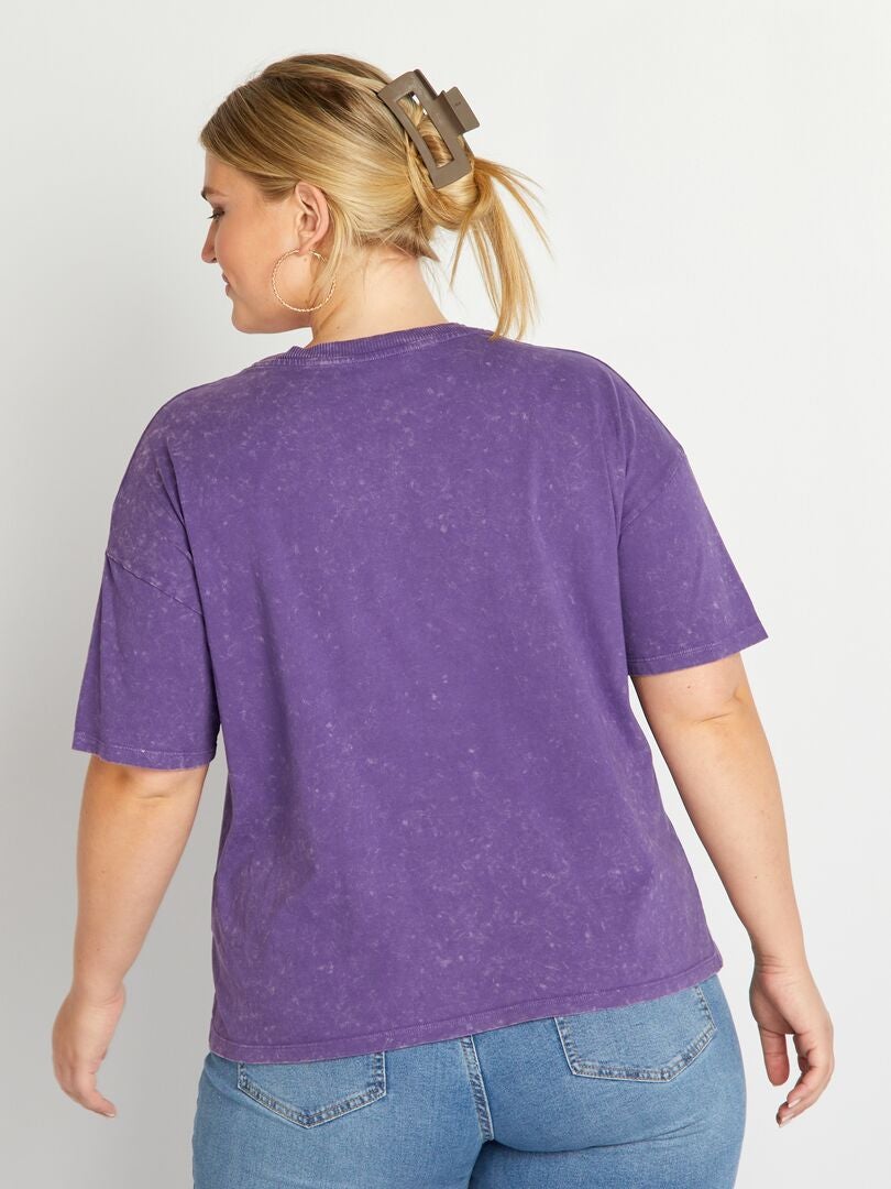 Bedrukt T-shirt met korte mouwen - PAARS