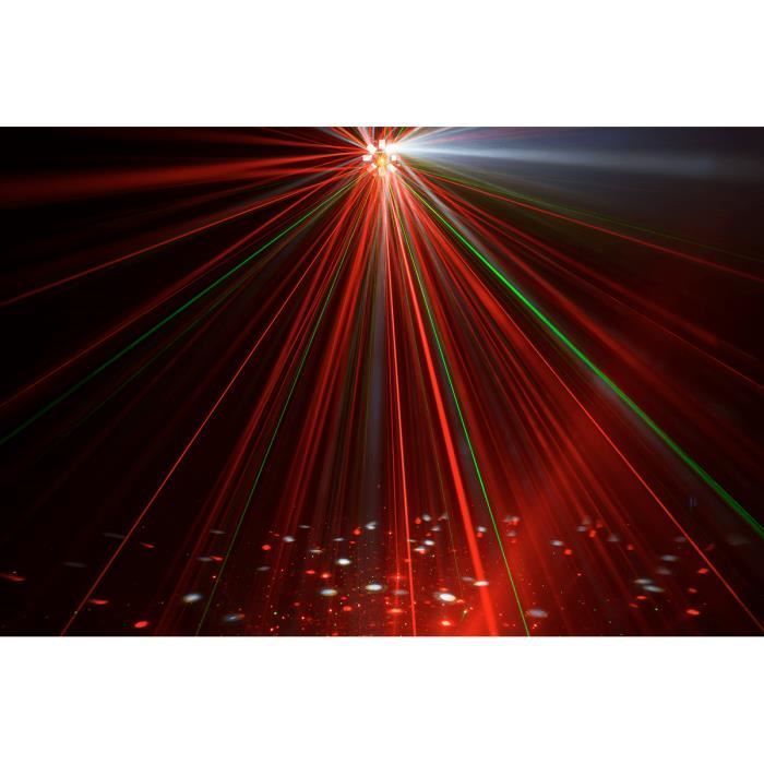 Light effect - PHEBUS2 - 3-in-1 combo - Derby, Strobe, Laser - 8 multi-colored LEDs