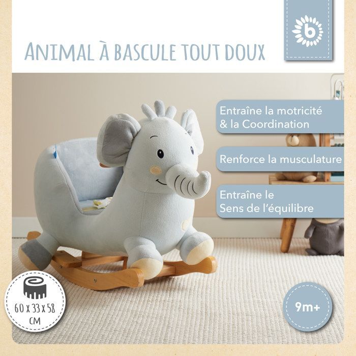 Elefante de Pelúcia de Balanço Bieco Tiko | Cavalinho de Balanço Infantil