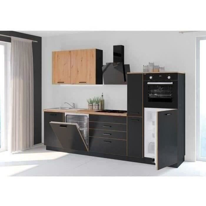 AYA Complete Kitchen - Black Finish - W 280 x D 60 x H 214 cm - Worktop Included