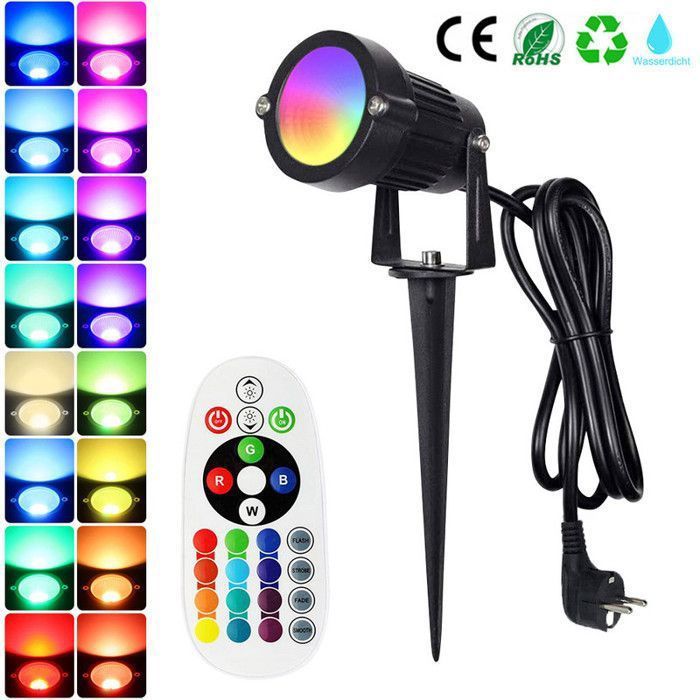 ROSNEK Illuminazione da esterno Faro a LED RGB da 6W impermeabile con telecomando per decorazioni natalizie