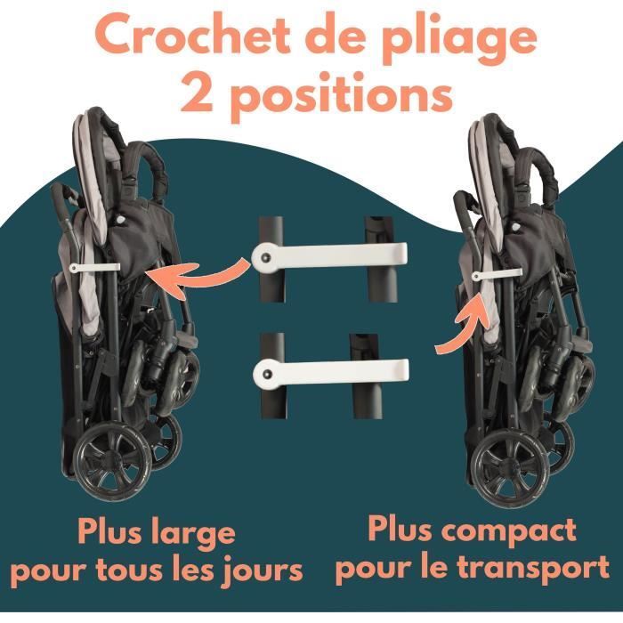 Passeggino doppio BAMBISL - Combinazione passeggino doppio + seggiolino auto i-Size - 4 ruote - Nero