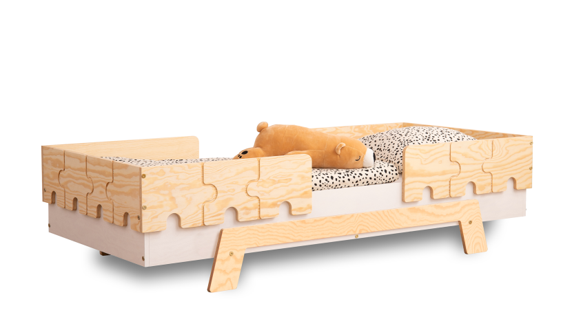 Łóżko poj. drewniane PUZZLE BR2 Białe z barier. - SMARTWOOD®