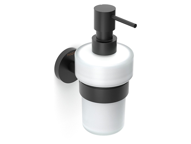 Dozownik do mydła wiszący szklany Model black 150 ml biało-czarny