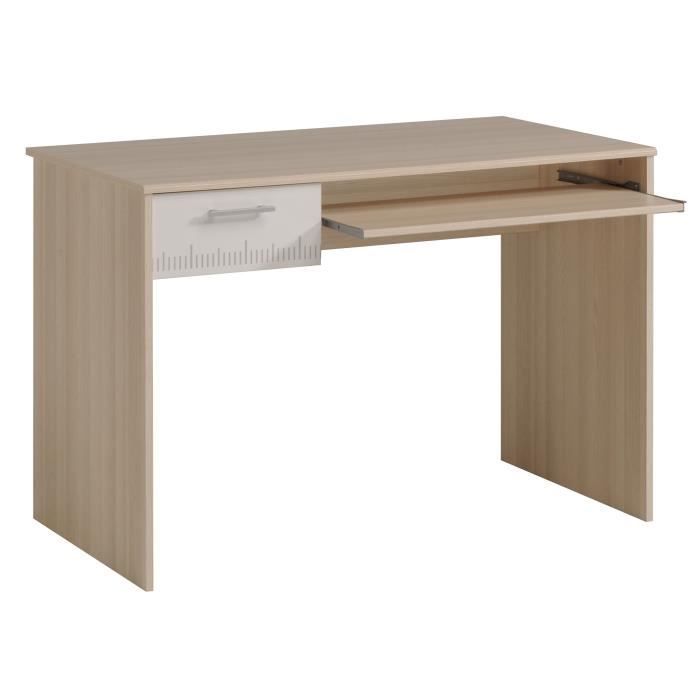 PARISOT Complete Children's Bedroom Set: Headboard + Bed + Desk - Contemporary Style - Light Acacia and White Decor - CHARLEMAGNE