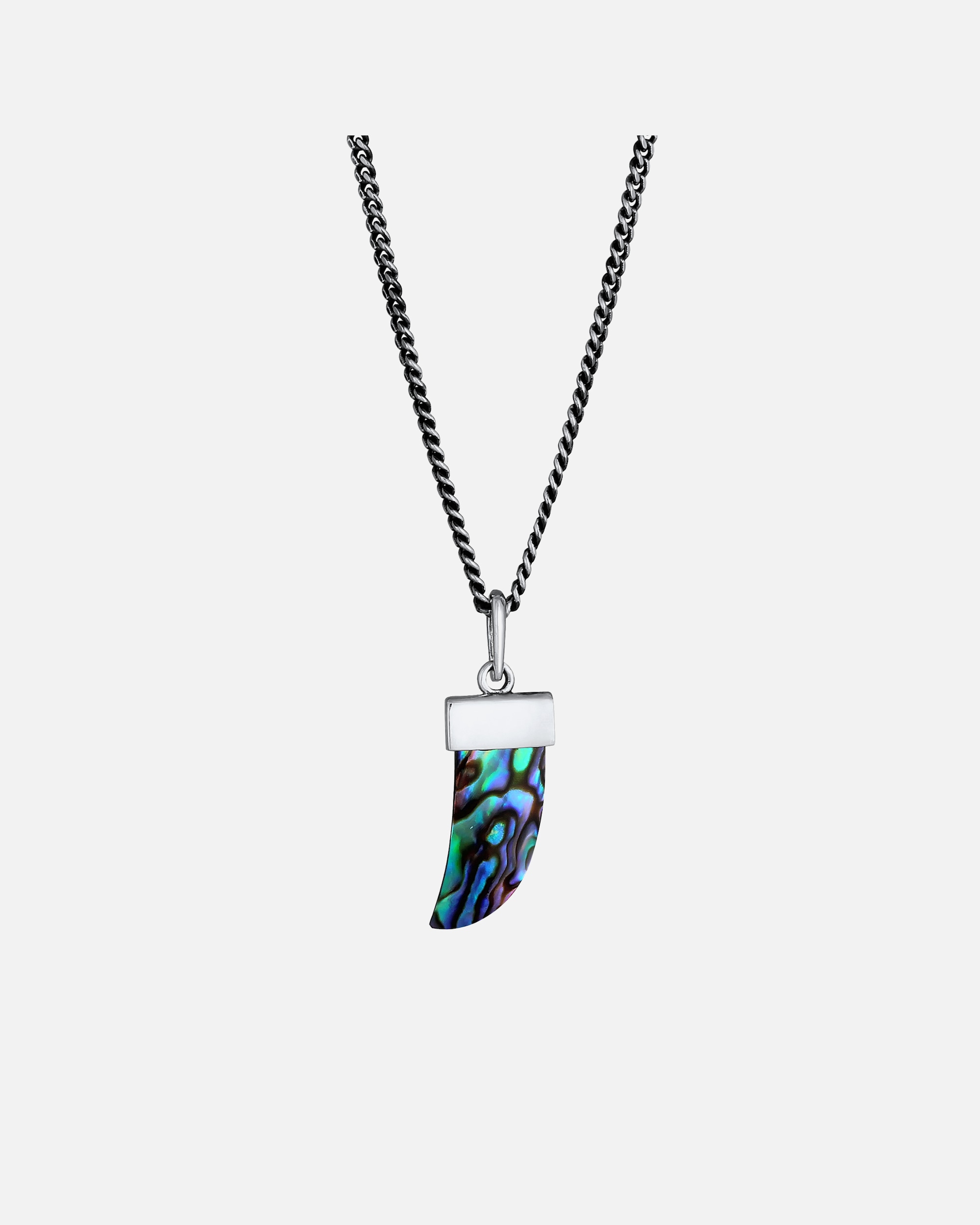 KUZZOI Pendentif Dent d'Homme en Ormeau avec Perles de Coquillage en Argent Sterling 925