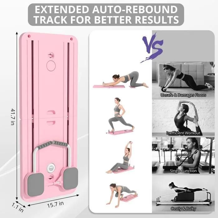 Máquina de Pilates con tabla - ALFOYU - Multifuncional 5 en 1 - Equipo de fitness para el hogar - Rosa