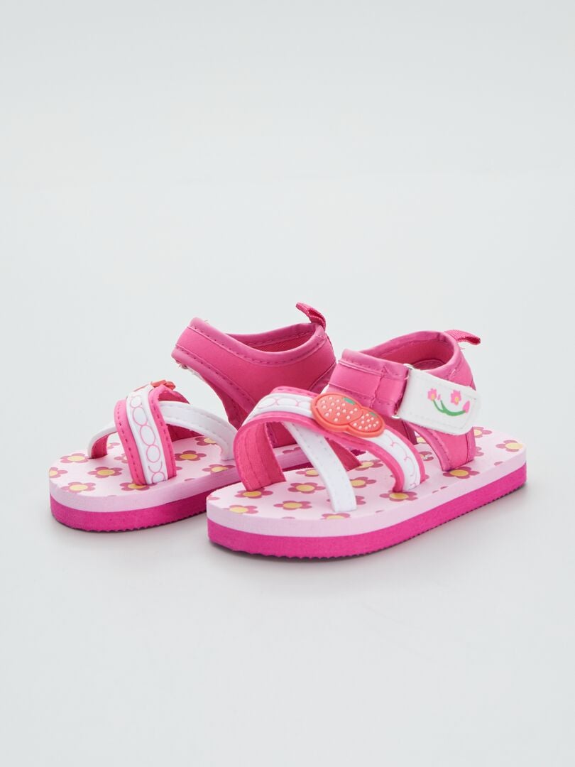 Sandálias de tiras estampadas - rosa