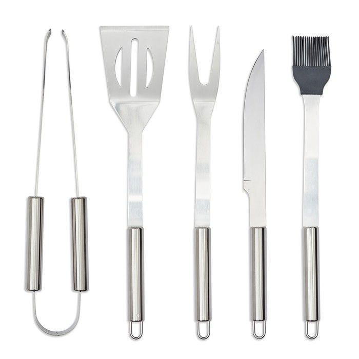 Ustensiles à Plancha Barbecue - Acier Inoxydable - Malette Métal - 5 Accessoires - Résistants - Pratique