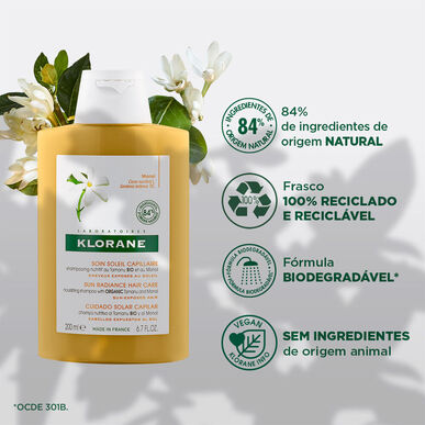 Klorane Tamanu & Monoi Nutri-Repair Sun Shampoo, šampon s ochranným faktorem pro vlasy vystavené slunci, 200 ml