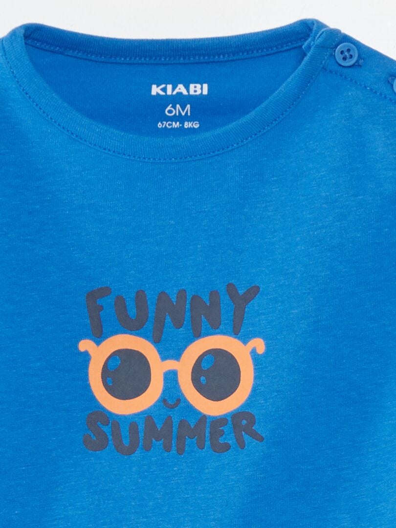 Bedrukt T-shirt met korte mouwen - BLAUW