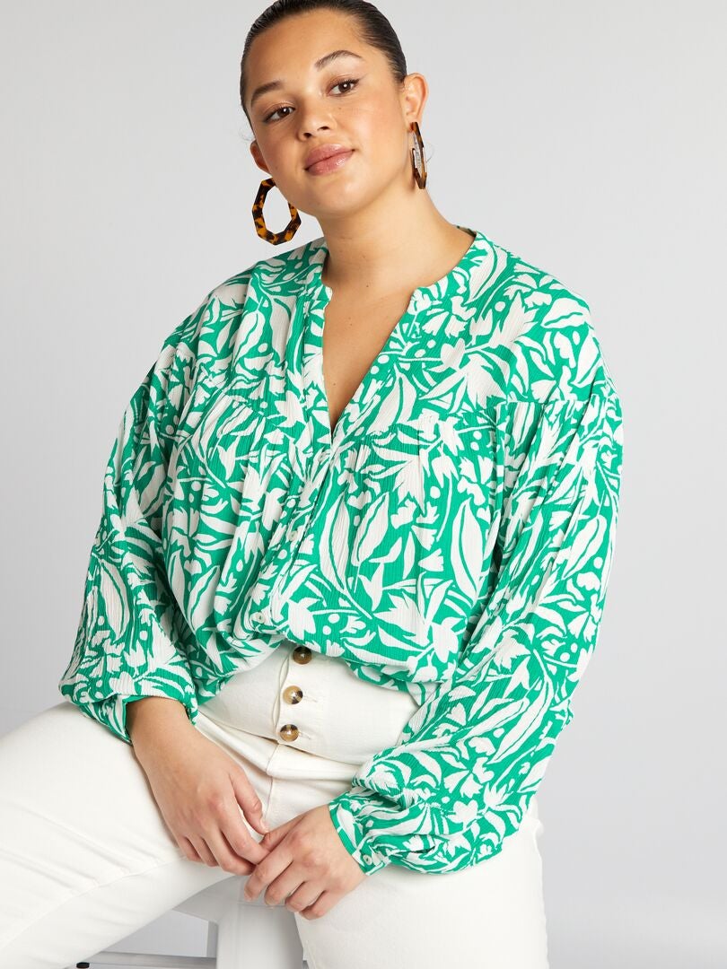 Zachte blouse met print - GROEN