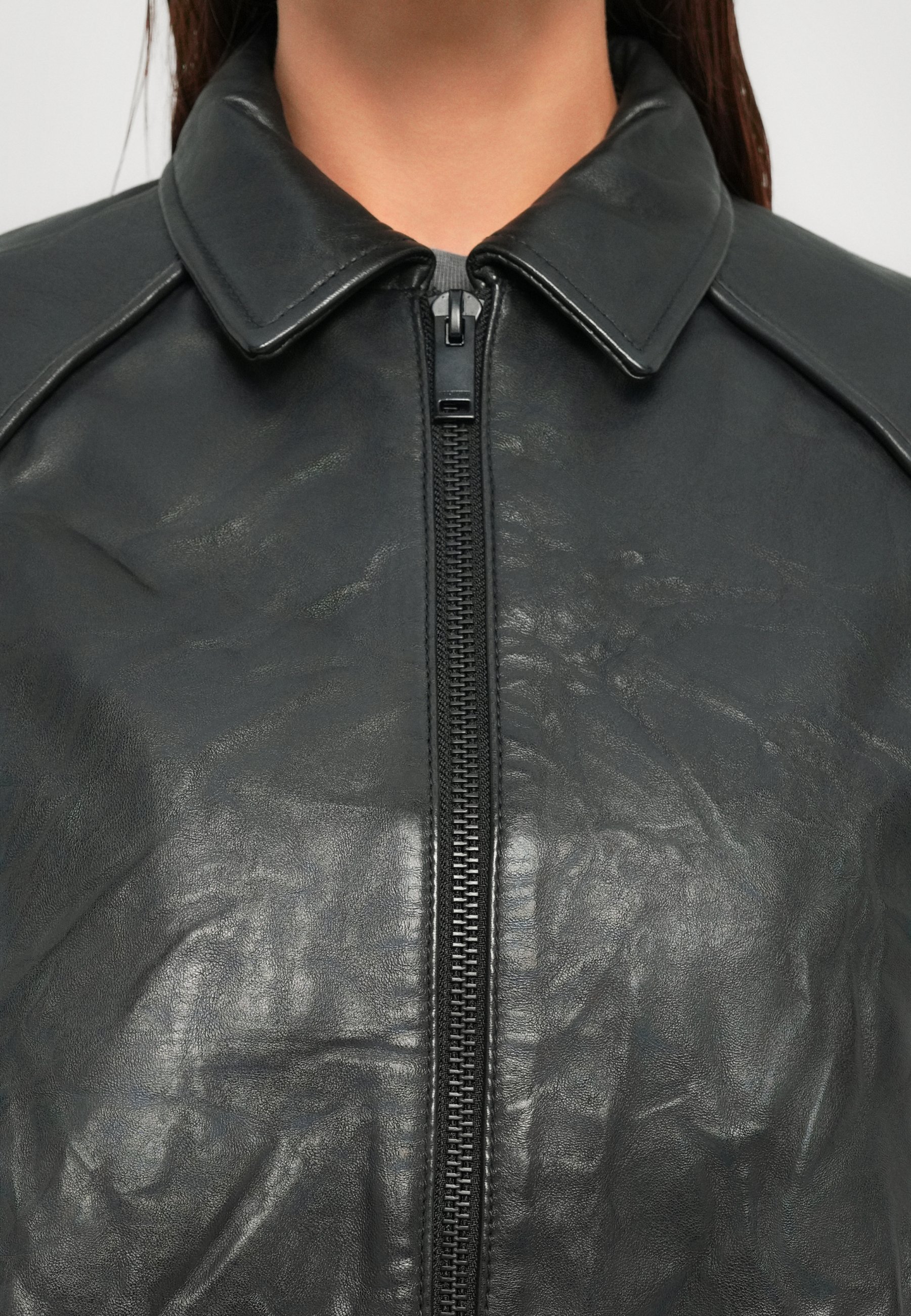 Han Kjøbenhavn CRUNCH BIKER JACKET - Leren jas - zwart