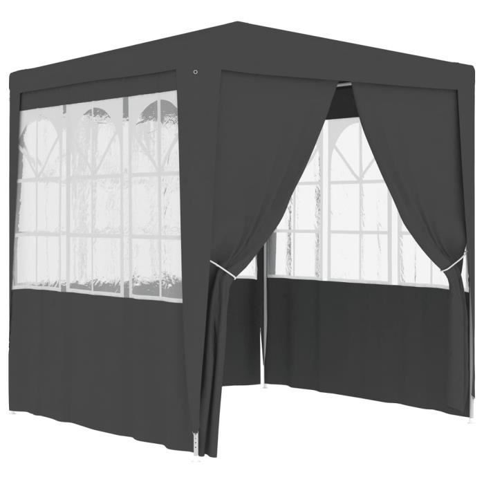 Maison déco[14215] Tonnelle - Pergola Tente de réception et parois latérales 2x2 m Anthracite 90 g-m²