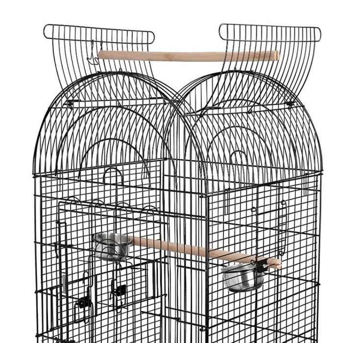 Cage Oiseaux  59 x 59 x 150cm - 2 mangeoires - 2 perchoirs bois - pour Volière de Perroquet Canaries Perruche Canaris