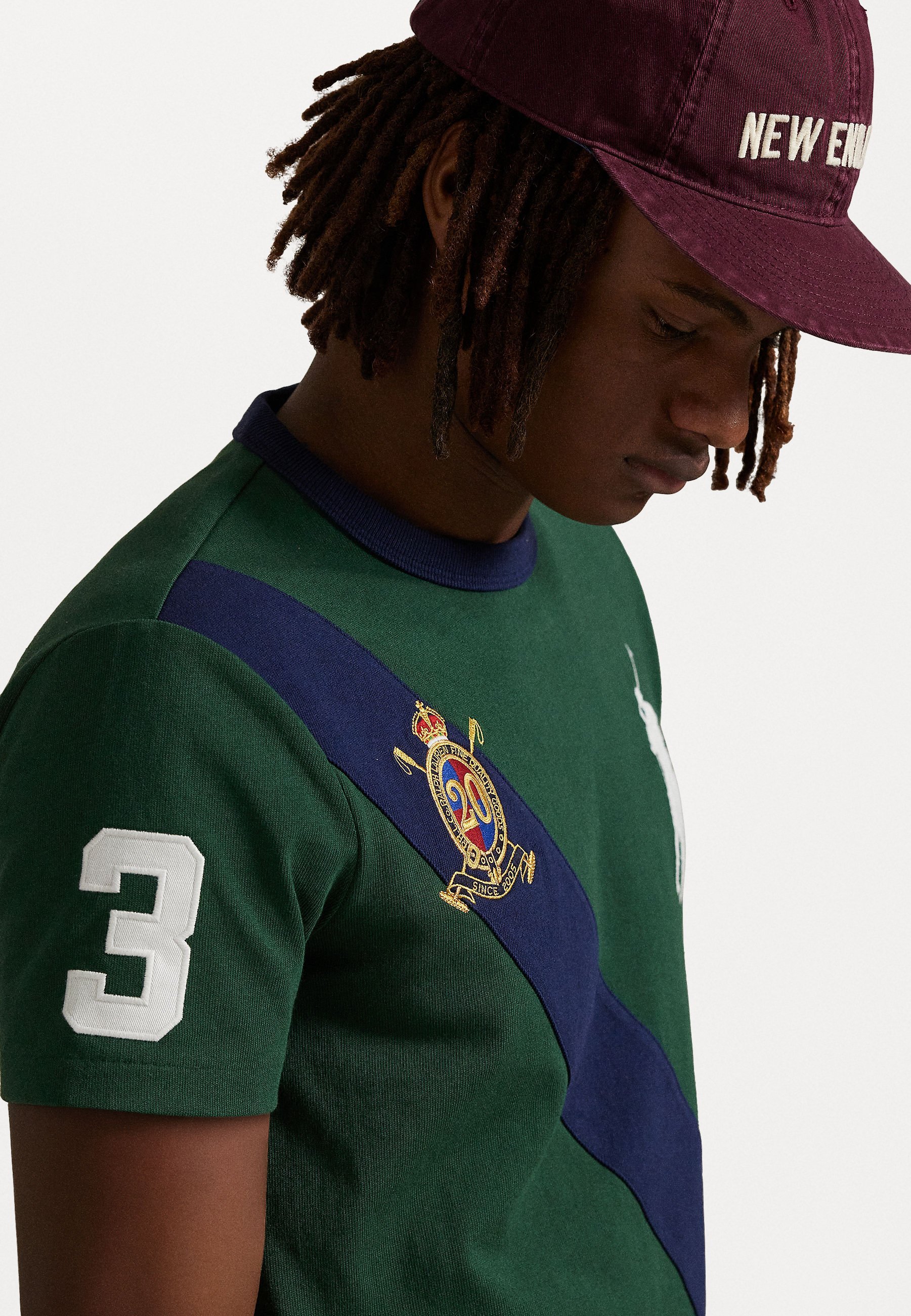 PULLO RÖVIDEN STRIPPER - T-paita - navy/greenPolo Ralph Lauren