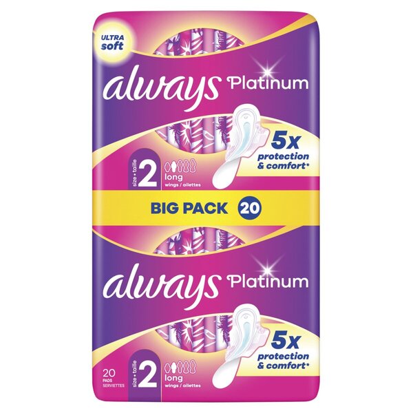 Podpaski Always Platinum Long<br>rozmiar 2, 20 sztuk