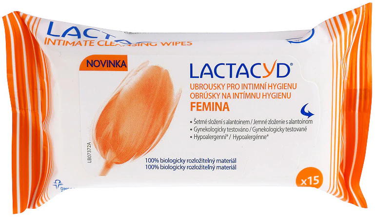 Lenços umedecidos para higiene íntima Lactacyd Femina