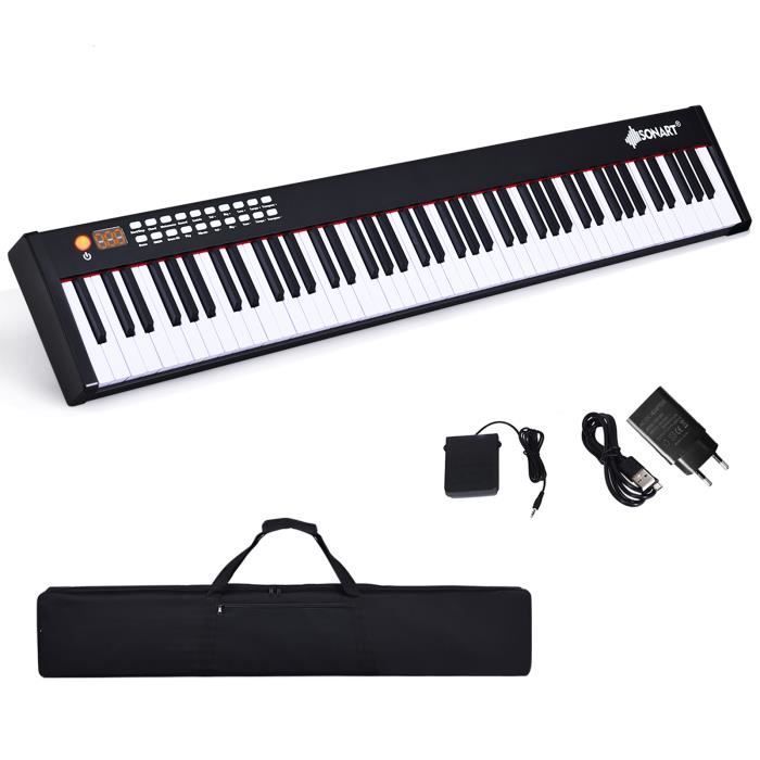 Piano digital DREAMADE de 88 teclas, teclado electrónico portátil con Bluetooth, 128 ritmos, 128 sonidos para niños y principiantes.