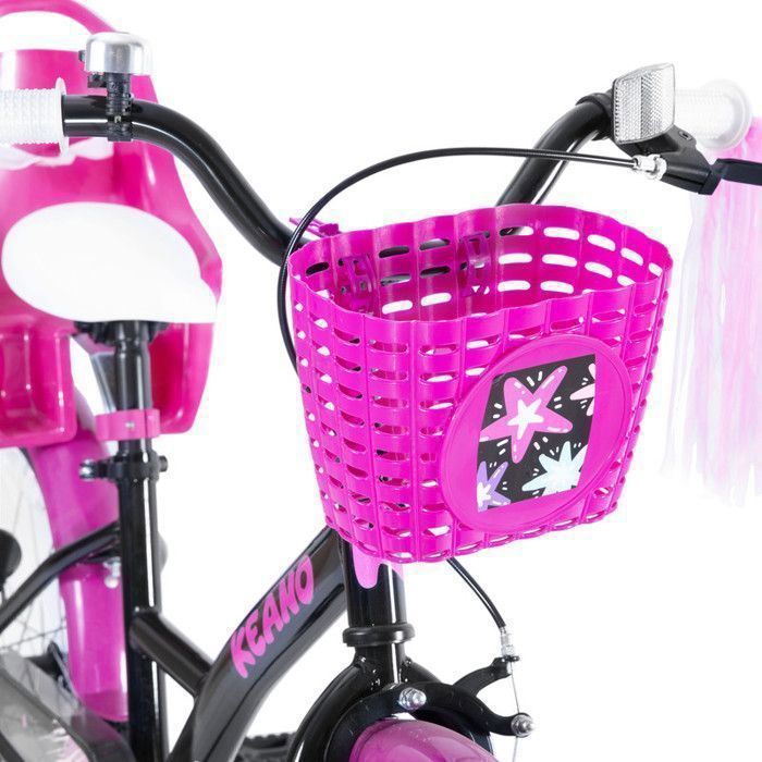 Kinderfiets - JOYSTAR - 50 cm - Met zwart mandje en poppenzitje - Geschikt voor kinderen van 7 tot 13 jaar - Zwart