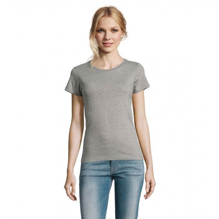 Dames T-shirt - SOL'S - Imperial - Heather Grey - 100% Katoen - Korte Mouwen