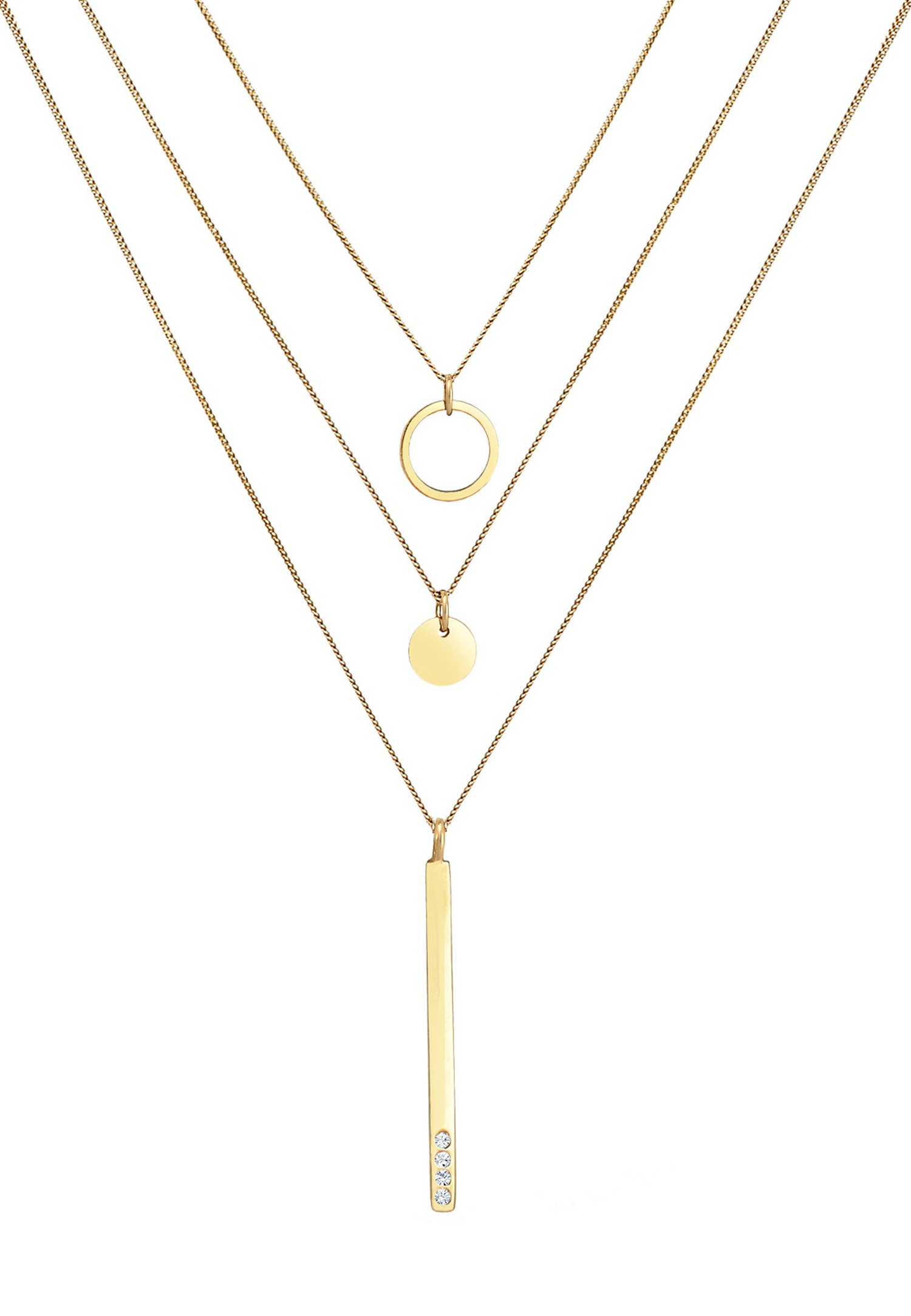 Elli Femmes géo cercle bâton Layer avec cristaux en argent sterling 925