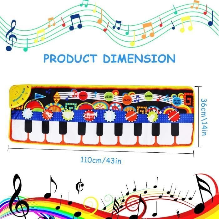 Tapis de Jeu pour Piano - Grande Jouet de Tapis de Musique - Cadeau pour Garçons et Filles